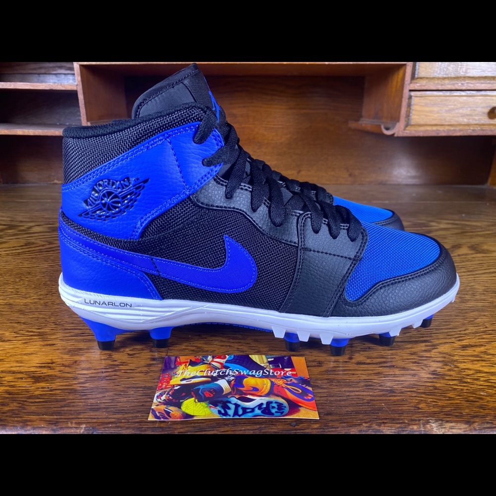 🏈Air Jordan Retro 1 Mid "Royal" Football Cleat - Picture 2 of 5